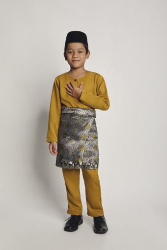 Hafiy Baju Melayu Teluk Belanga Kids Olive Green